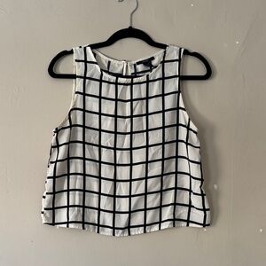 Forever 21 Black and White Checkered Sleeveless Blouse